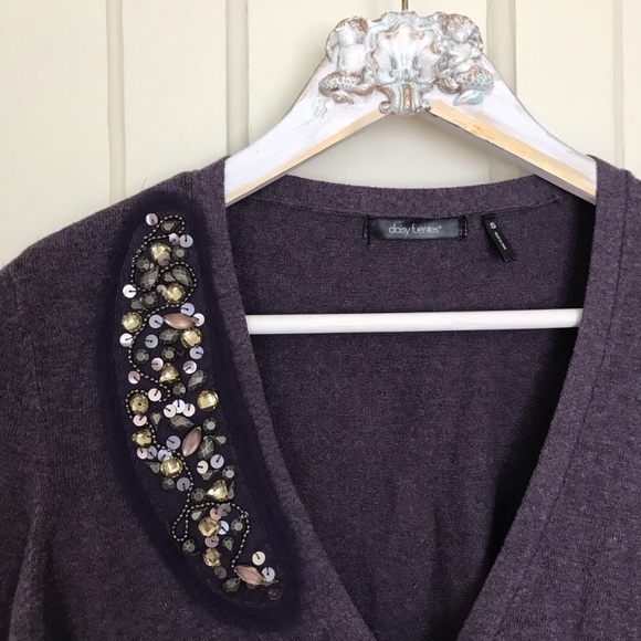Daisy Fuentes Lilac Sequin Cardigan - Picture 3 of 8